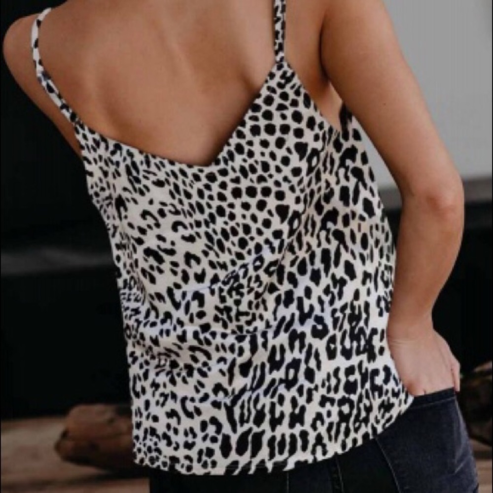 NEW‼️White black cheetah print LACE CAMI - top - Picture 4 of 4